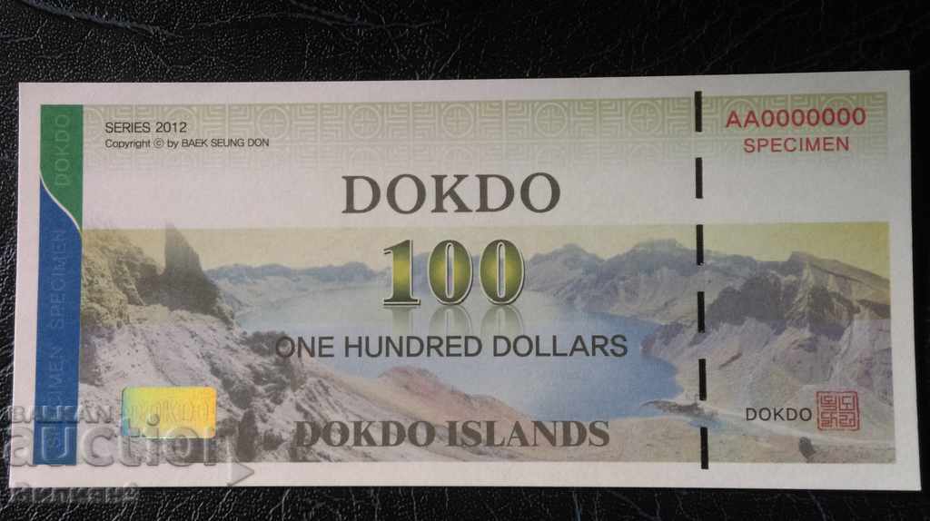 100 долара 2012 остров Докдо Specimen UNC