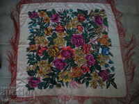 Scarf, headscarf, hand painted on silk / batik / 95x90cm