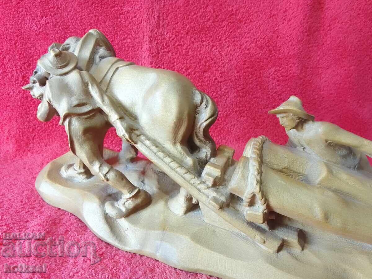 Wood Carving Composition Figure Horse Men Work Corpses - 5 Wood Carving Composition Figure Horse Men Work Corpses - 5