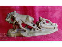 Wood Carving Composition Figure Horse Men Work Corpses