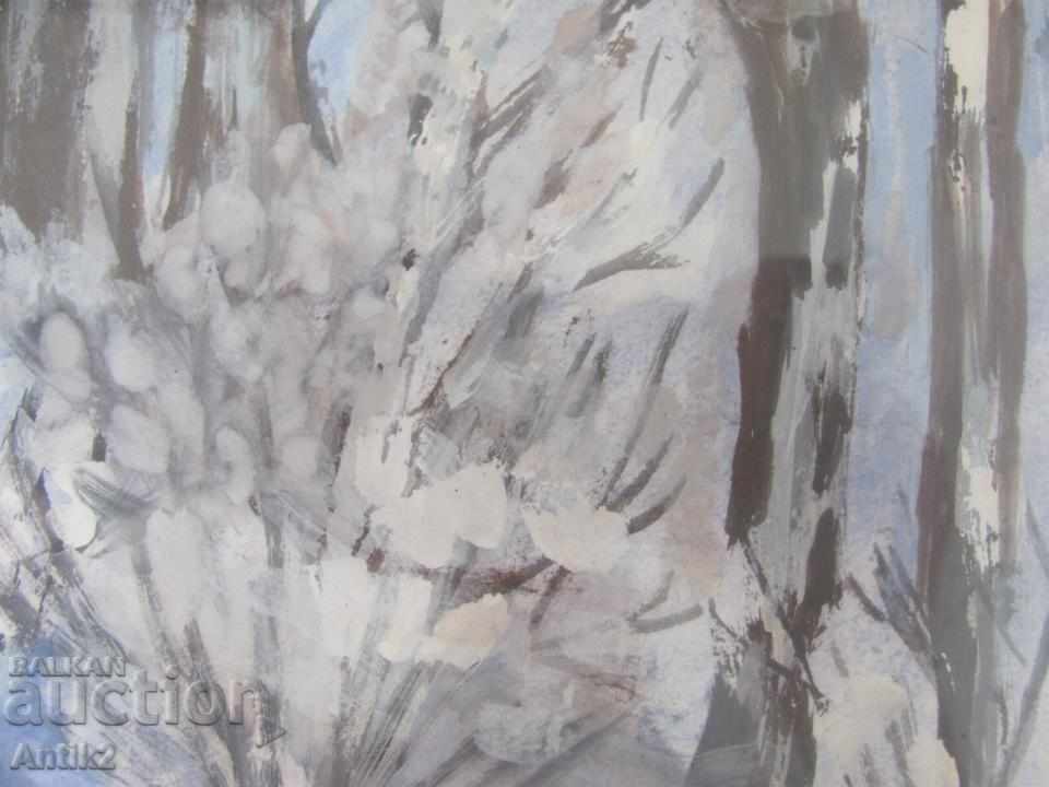 Auction Old Original Painting - Winter Watercolor Auction Old Original Painting - Winter Watercolor