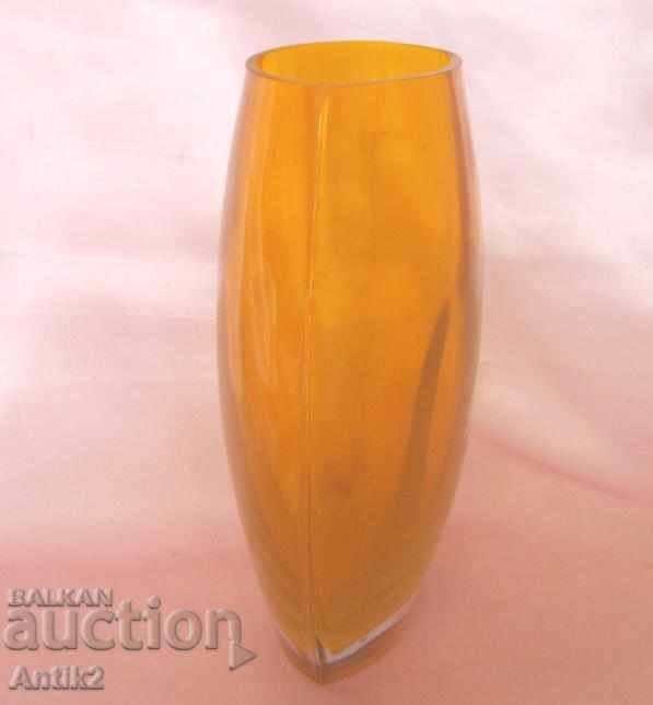 Old Art Crystal Vase - 5