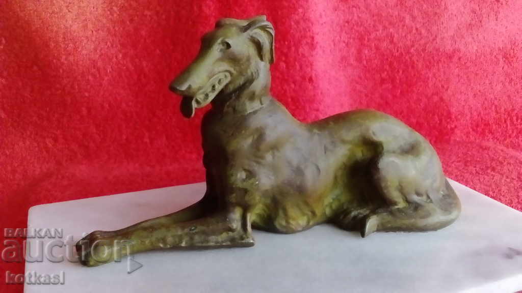 Auction Old metal bronze figure dog Russian Greyhound Auction Old metal bronze figure dog Russian Greyhound