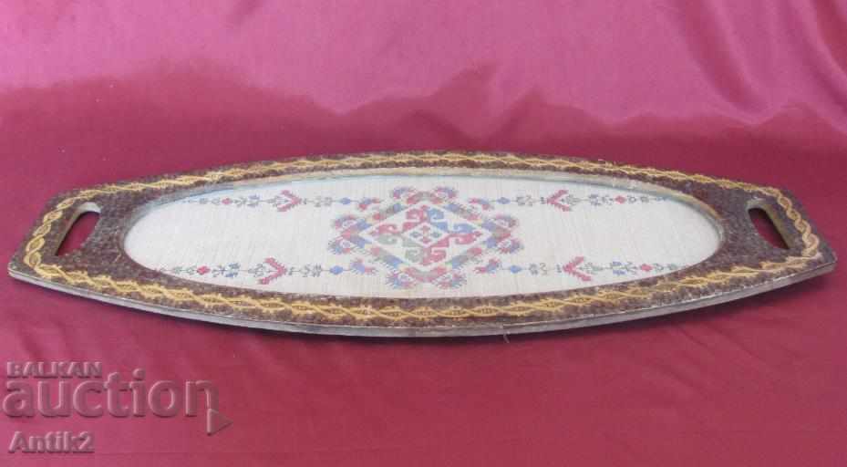 19th century Wooden Tray hand embroidery with price 70.00 BGN | € 35.79