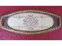 19th century Wooden Tray hand embroidery