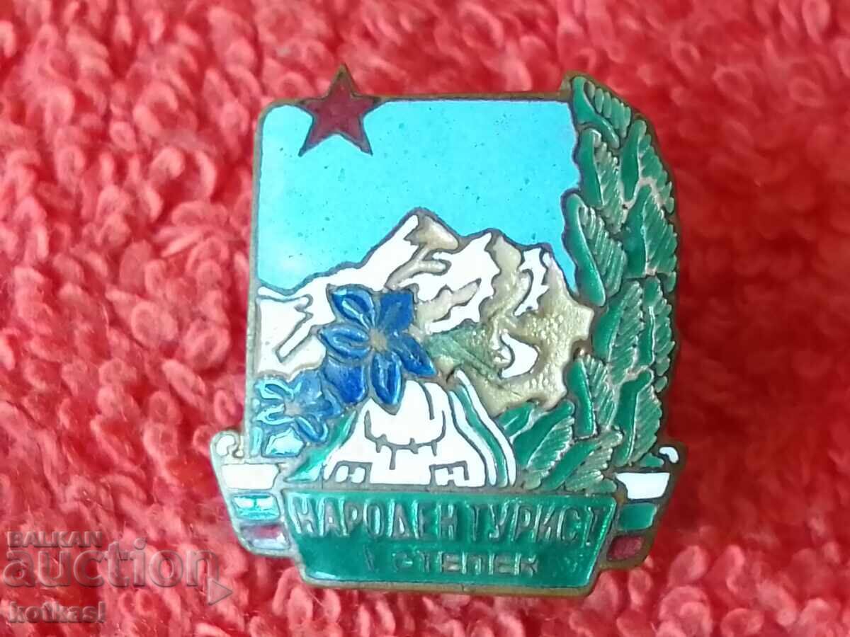 Old Sign Badge NATIONAL TOURIST 1st st enamel screw excellent - 5 Old Sign Badge NATIONAL TOURIST 1st st enamel screw excellent - 5