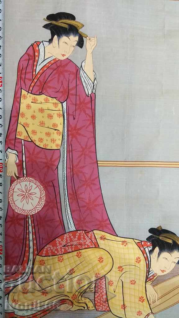 Япония Оригинални рисунки върху коприна.НЕ СА ПРИНТ.УНИКАЛНИ