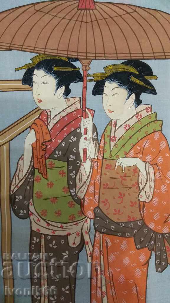 Japan Original silk drawings. NOT PRINT. UNIQUE