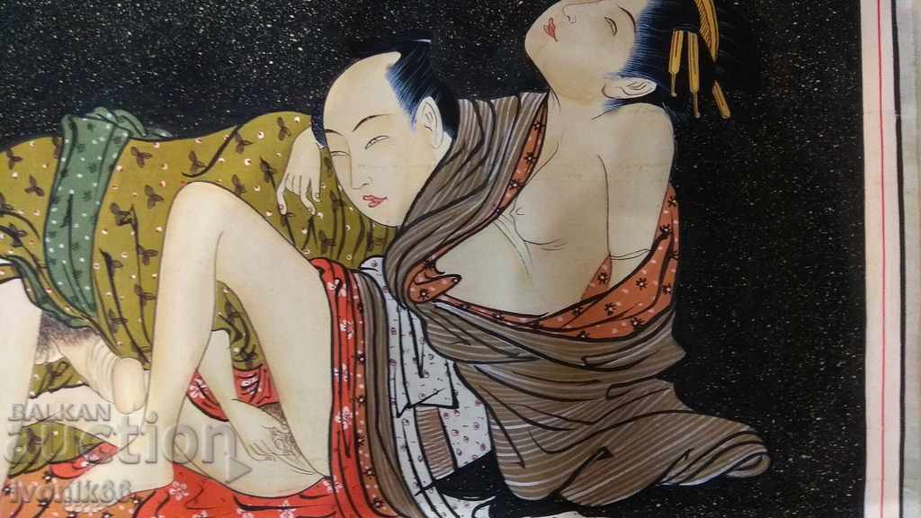 Япония Оригинални рисунки върху коприна.ЕРОТИКА +18.УНИКАЛНИ
