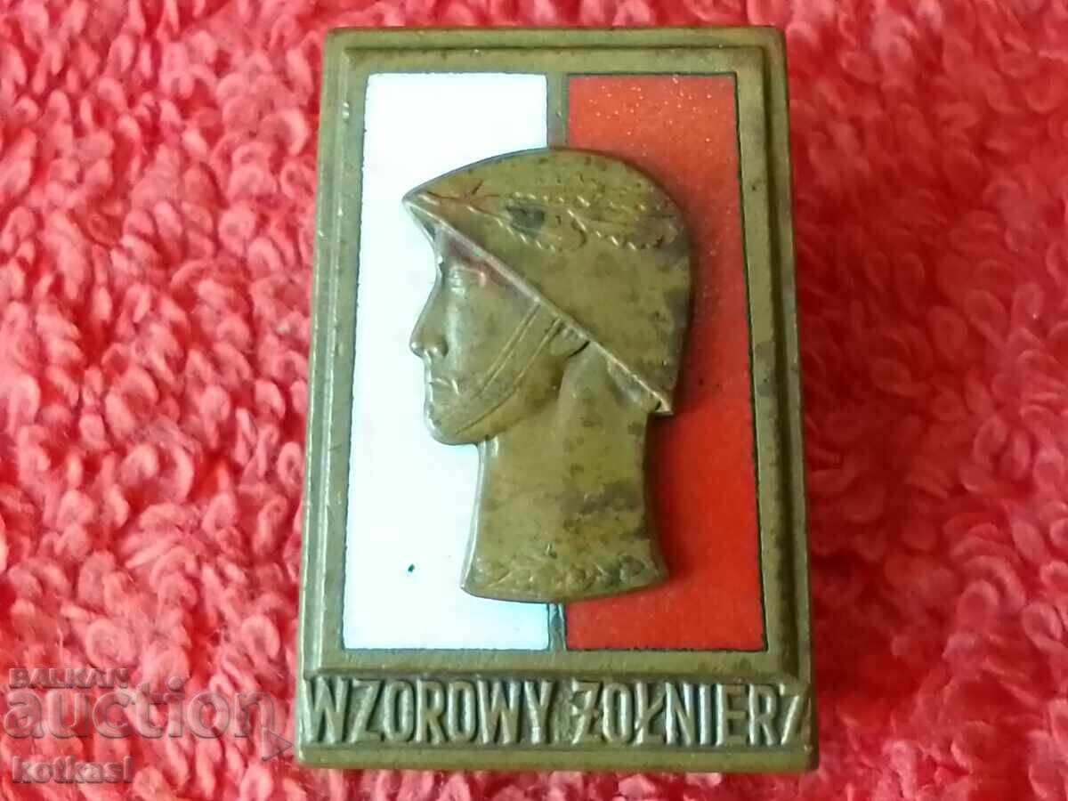 Old Soc Badge Badge Bronze Screw Military Poland - 5 Old Soc Badge Badge Bronze Screw Military Poland - 5