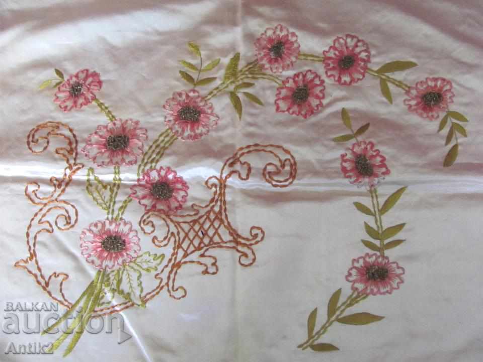 19th century Hand embroidered satin pillow - 7 19th century Hand embroidered satin pillow - 7