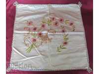 19th century Hand embroidered satin pillow