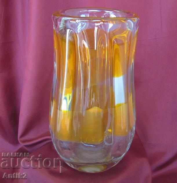 Morano Crystal Glass Large Massive Vase