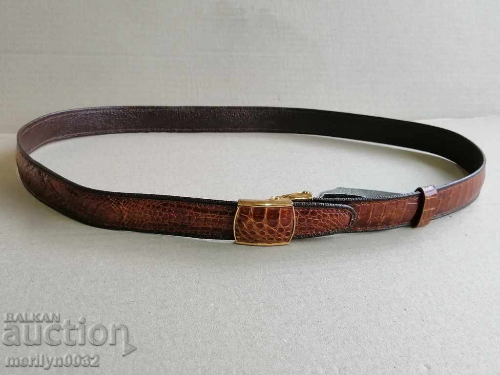 Crocodile leather belt, 90 cm long - 5