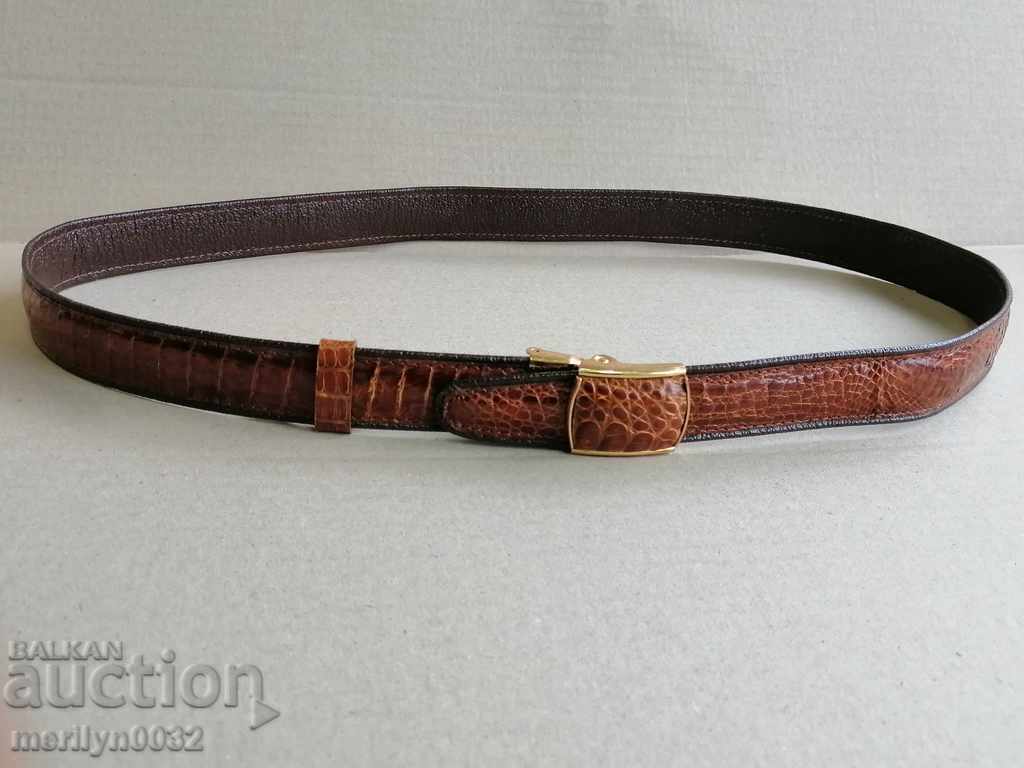 Crocodile leather belt, 90 cm long