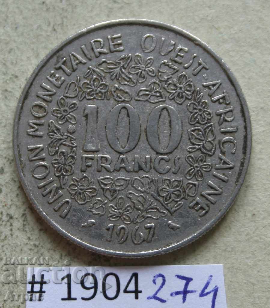 100 φράγκα 1967 χώρες της Δυτικής Αφρικής