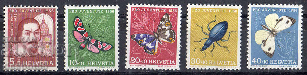 1956. Elveția. PRO JUVENTUTE - insecte.