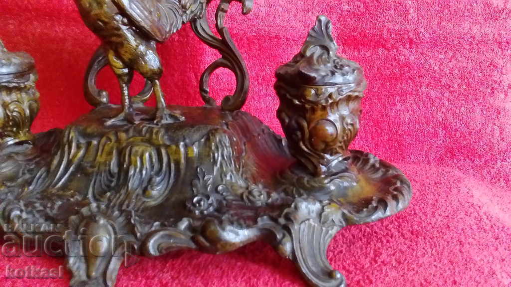 Old metal bronze aluminum alloy tsam Inkwell Rooster with price 255.00 BGN | € 130.38