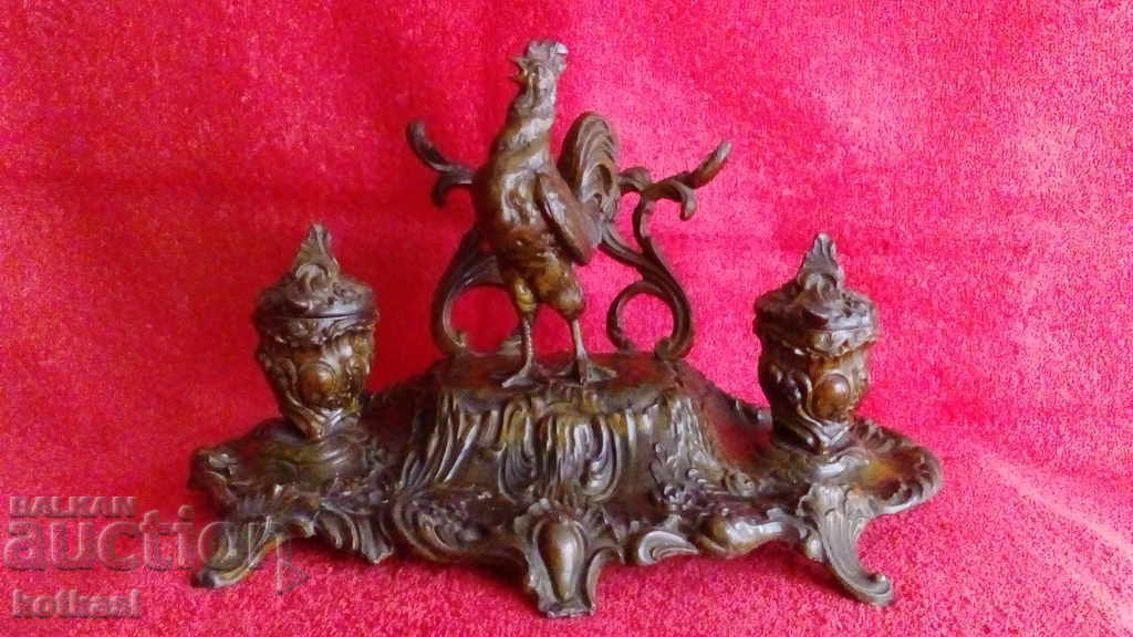 Metal vechi bronz aliaj de aluminiu tsam Inkwell Rooster