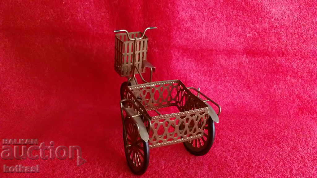 Auction Old metal brass toy tricycle figure Auction Old metal brass toy tricycle figure