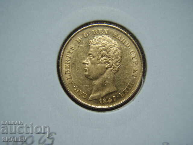 20 Lire 1847 B Sardinia / Italy (Сардиния) - AU (злато) - 7