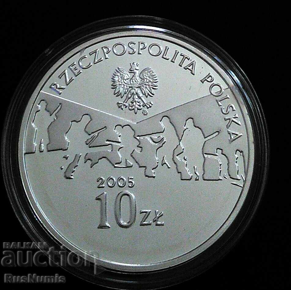 Poland. 10 zlotys 2005 from the end of the WWII Silver.
