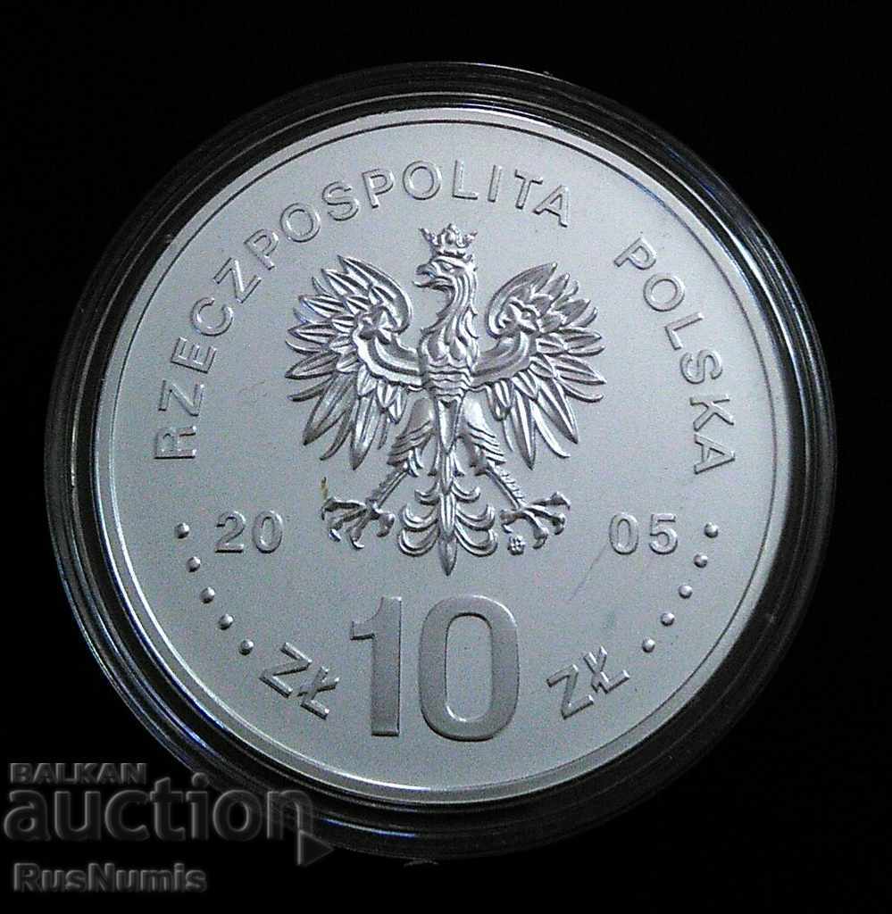 Polonia. 10 zloty 2005 de Stanislav Poniatowski. Argint.