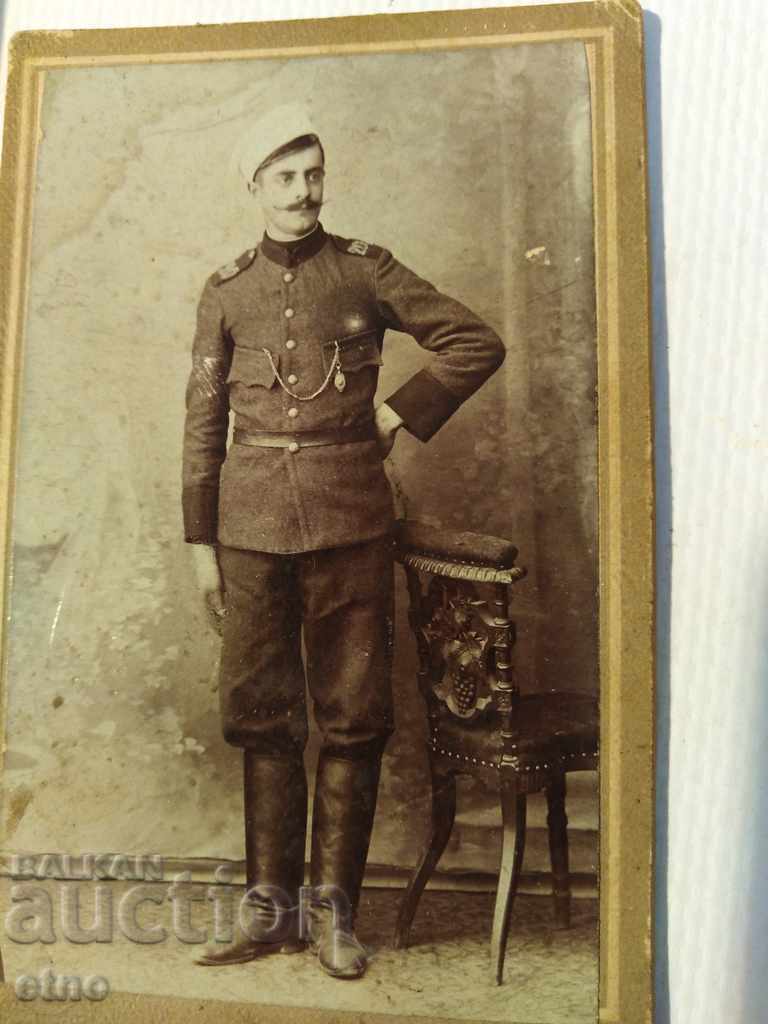 CARSKAYA PHOTOGRAPHY CARDBOARD-SABYA, RIFLE, ORDER, SHIELD, UNIFORM, carrier with price 15.00 BGN | € 7.67