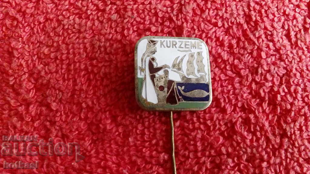 Old pin badge Latvia KURZEME with price 12.50 BGN | € 6.39 Old pin badge Latvia KURZEME with price 12.50 BGN | € 6.39