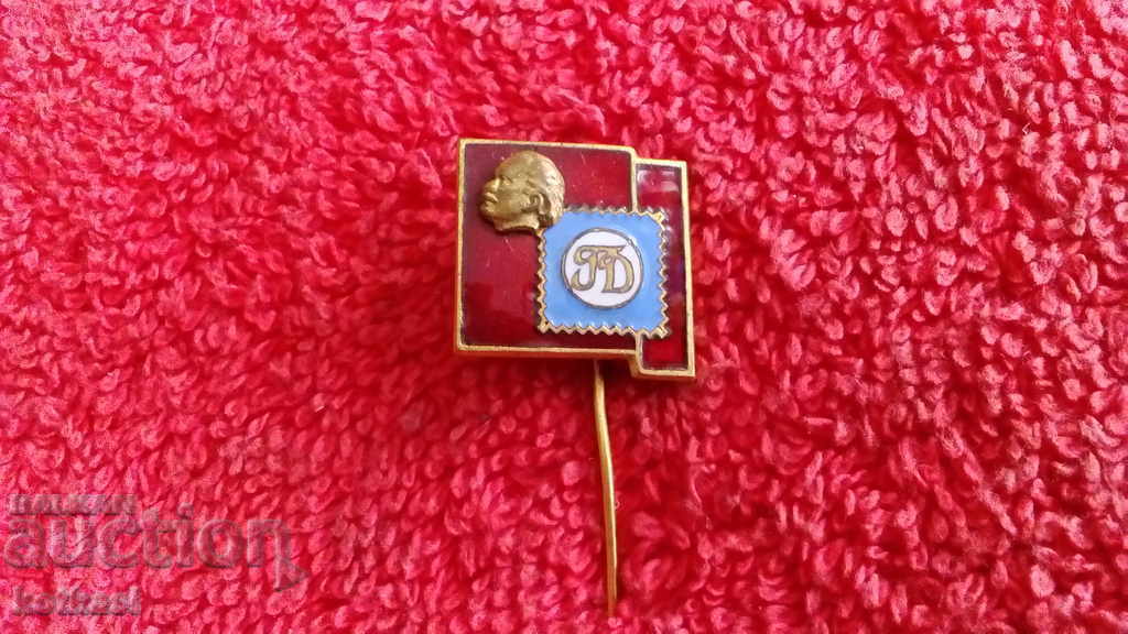 Old badge bronze enamel pin Georgi Dimitrov mail excellent