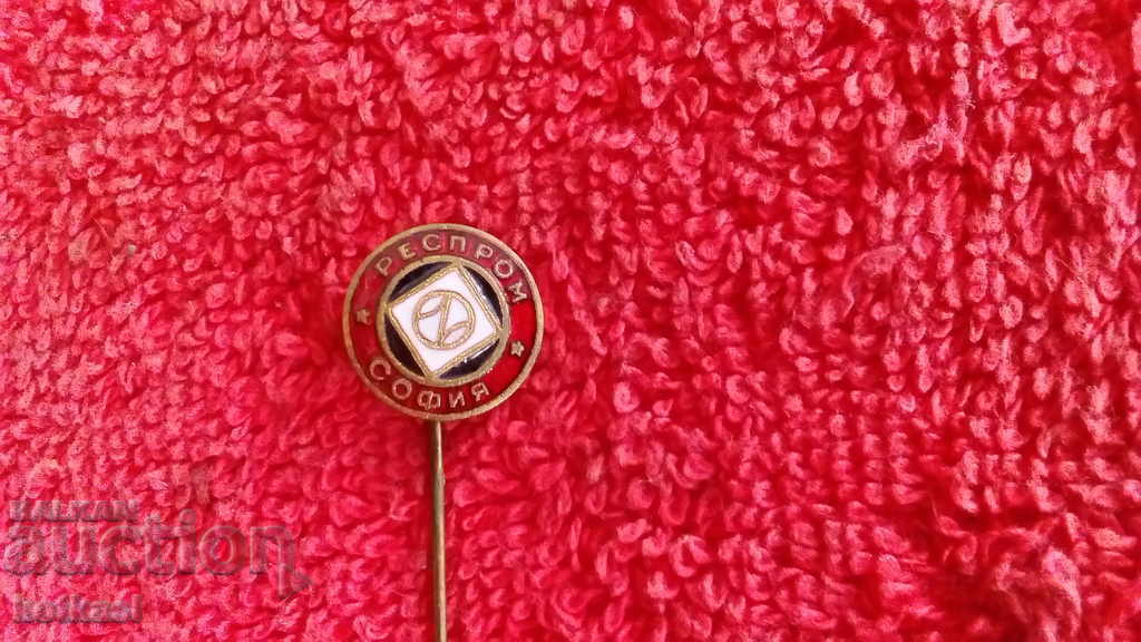 Old bronze badge red enamel needle RESPROM excellent