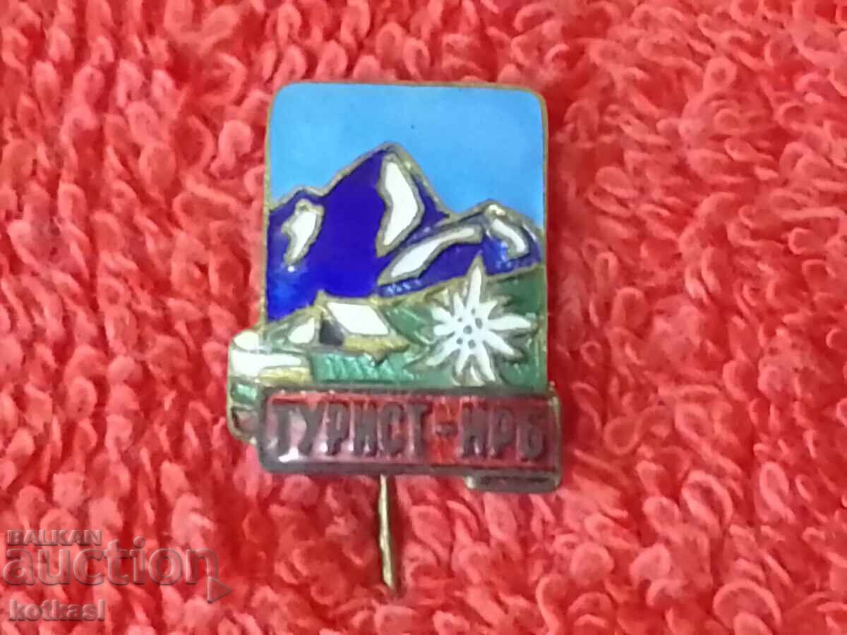 Old social badge bronze enamel pin TOURIST NRB - 6 Old social badge bronze enamel pin TOURIST NRB - 6