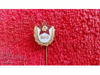 Old bronze badge social enamel VIF G. Dimitrov needle is excellent