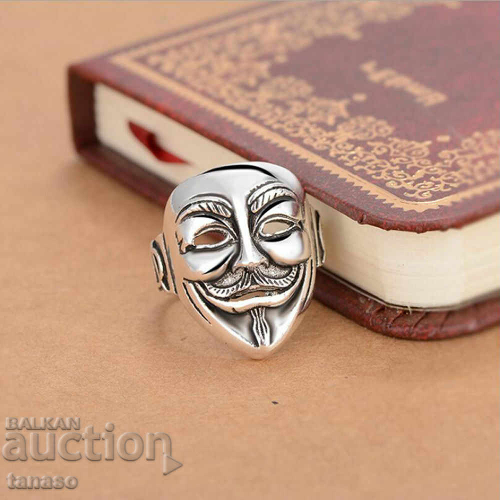 Men's ring - Anonymous, mask, stainless steel