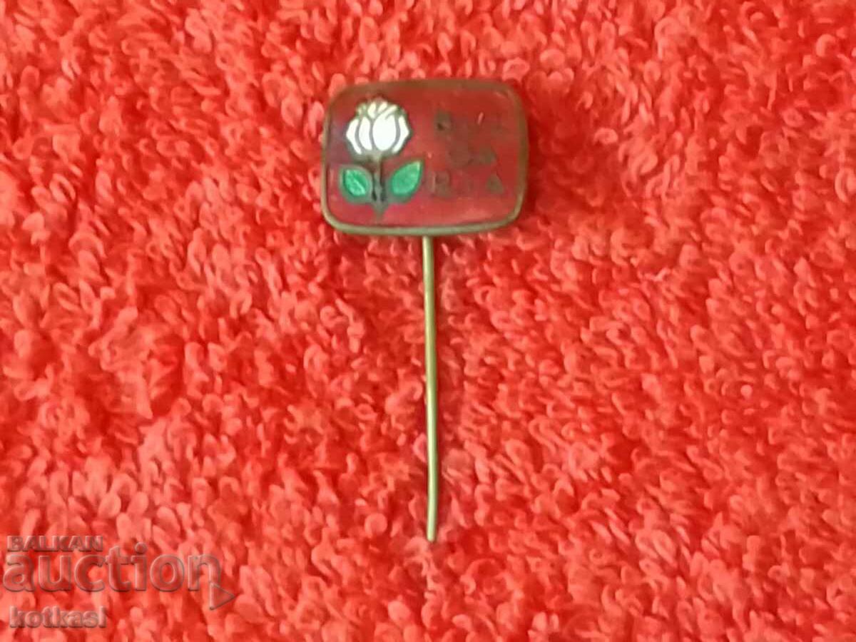 Old badge bronze enamel needle Bulgarian rose red enamel - 5 Old badge bronze enamel needle Bulgarian rose red enamel - 5