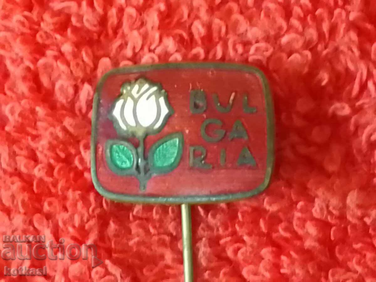 Old badge bronze enamel needle Bulgarian rose red enamel - 6 Old badge bronze enamel needle Bulgarian rose red enamel - 6