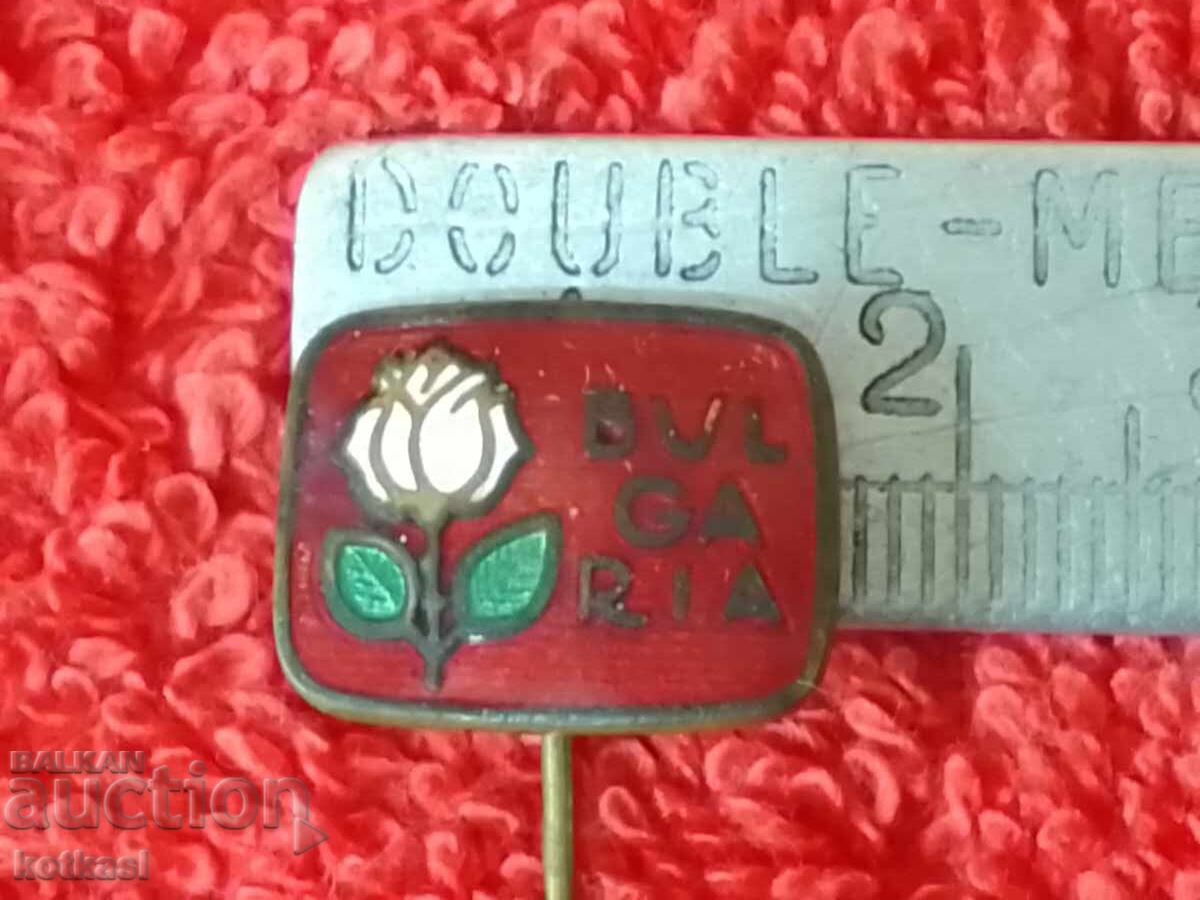 Old badge bronze enamel needle Bulgarian rose red enamel Old badge bronze enamel needle Bulgarian rose red enamel