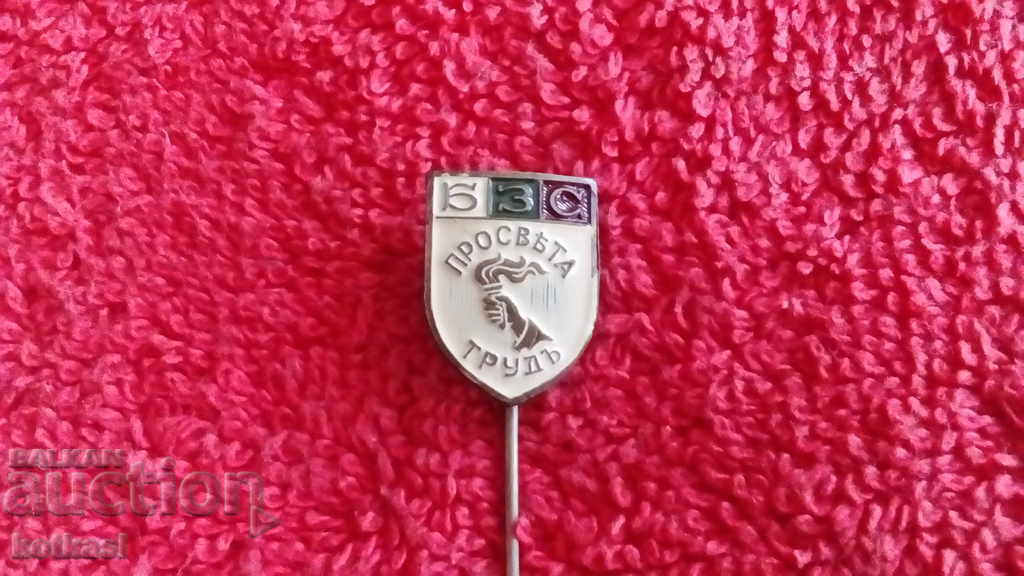 Auction  Old royal badge bronze pin BZS EDUCATION LABOR excellent