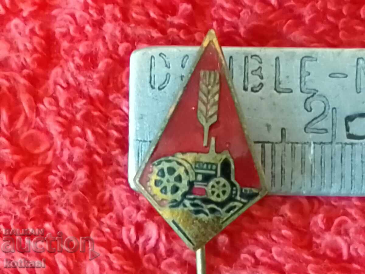 Veche insignă bronz pin email Tractor Agricultură excelent Veche insignă bronz pin email Tractor Agricultură excelent