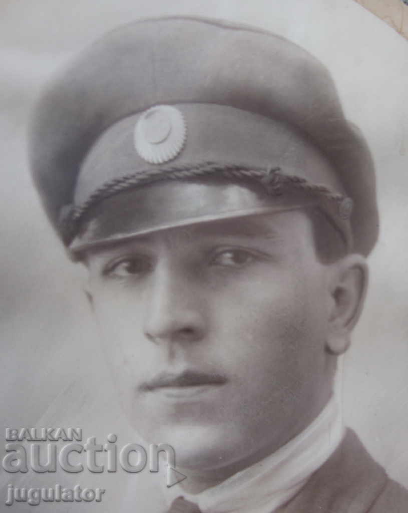 Licitație WWII fotografie militară uriașă cu pilot aviator regal bulgar