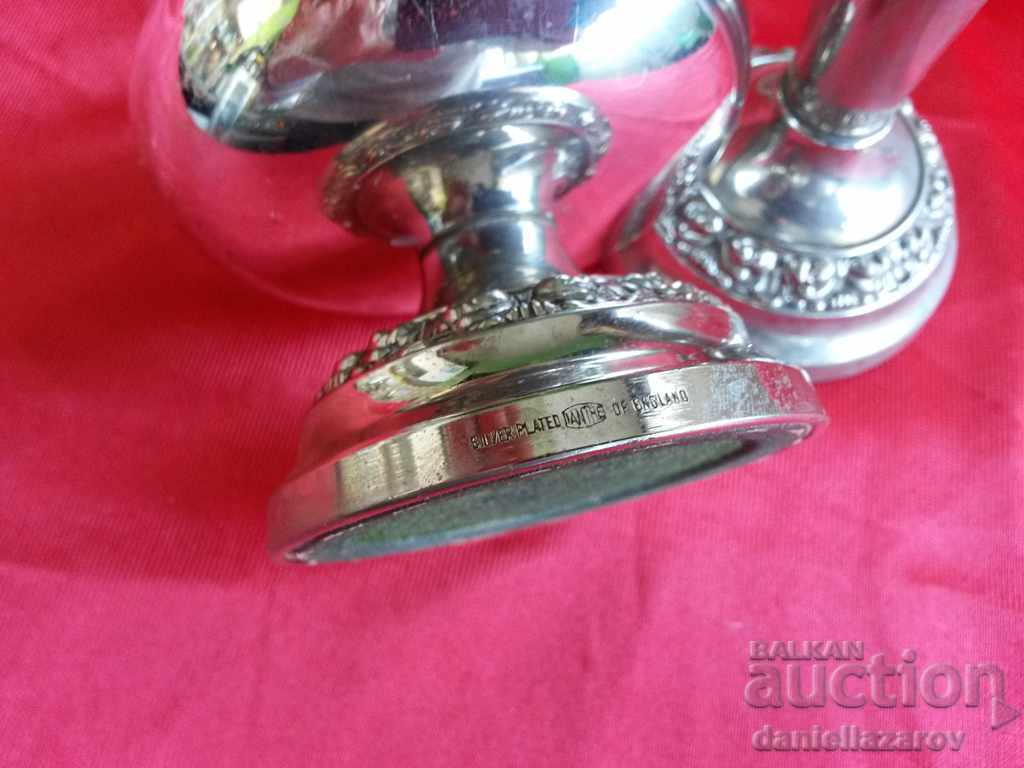 Delivery of Old Silver Plated English Candlestick and Bowl