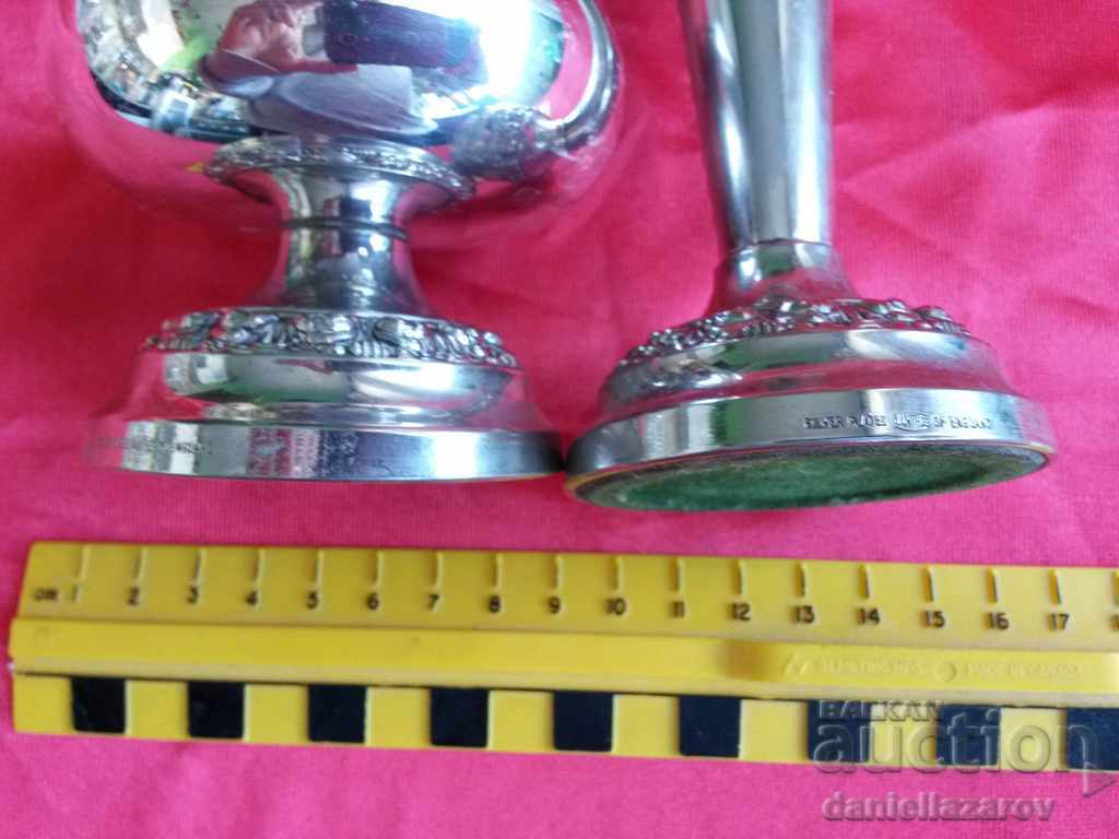 Old Silver Plated English Candlestick and Bowl - 5