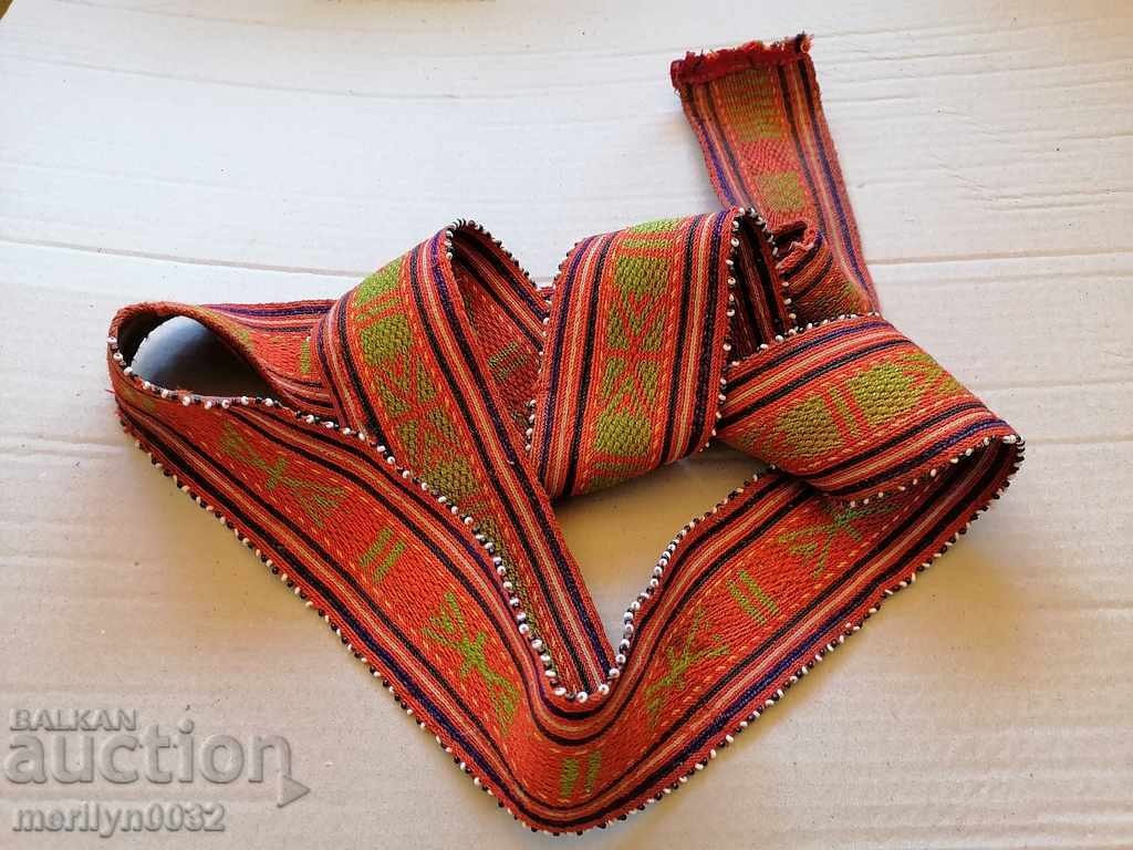 Auction Old handwoven belt with beads blue sash belt costume Auction Old handwoven belt with beads blue sash belt costume
