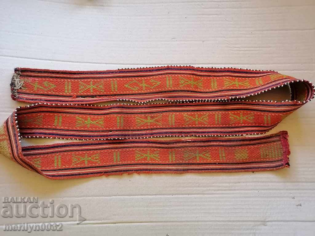 Old handwoven belt with beads blue sash belt costume - 5 Old handwoven belt with beads blue sash belt costume - 5