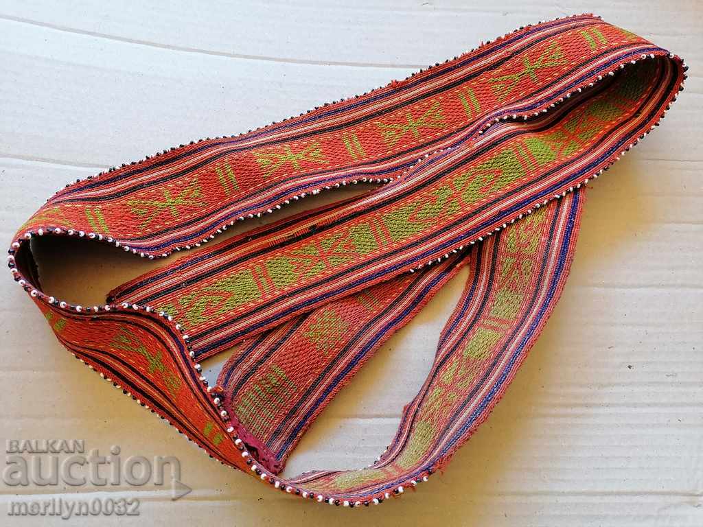 Old handwoven belt with beads blue sash belt costume - 6 Old handwoven belt with beads blue sash belt costume - 6