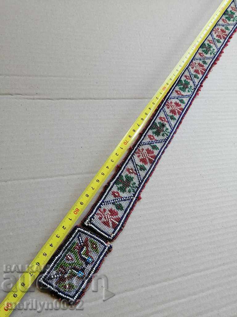 Delivery of Old handwoven belt with beads blue sash belt costume Delivery of Old handwoven belt with beads blue sash belt costume