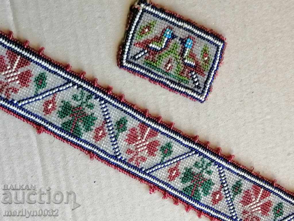 Old handwoven belt with beads blue sash belt costume - 7 Old handwoven belt with beads blue sash belt costume - 7