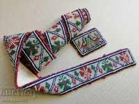 Old handwoven belt with beads blue sash belt costume