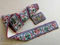 Old handwoven belt with beads blue sash belt costume