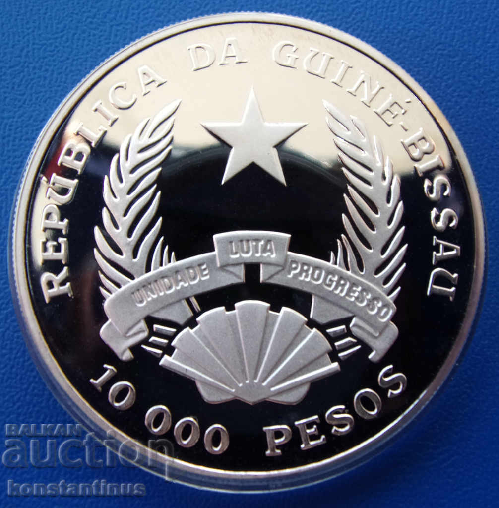 Guinea-Bissau 10.000 Pesos 1992 PROOF UNC Argint Rare cu preț € 33.23 | 64.99 BGN